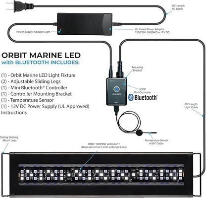 CURRENT USA 48"-60" Inch Orbit Marine LED Saltwater Reef Marine Aquarium Light with Bluetooth App Control | Wireless Lighting & eFlux Wave Pump Control for Fish Tank (4203) Current+USA