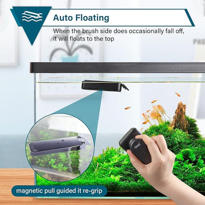 hygger Aquarium Magnetic Glass Cleaner, Algae Scraper for Fish Tank Cleaning with Two Detachable Blade, Magnet Floating Design Scrubbing Brush hygger