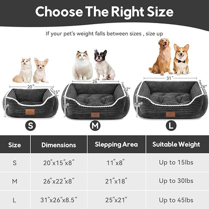 Rectangle Cat Dog Bed for Large Medium Small Pets Indoor Outdoor Machine Washable Sleeping Sofa Non-Slip Bottom Soft Puppy Bed Durable Orthopedic Calming Pet Cuddler (Large, Dark Grey) - PAWPICO