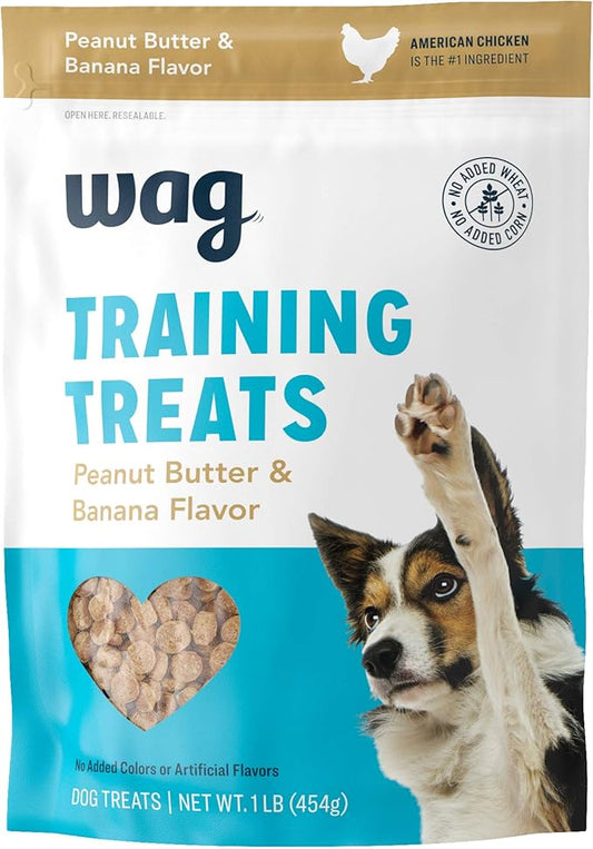 Amazon Brand - Wag Peanut Butter & Banana Flavor Training Treats for Dogs, 1 lb. Bag (16 oz) - PAWPICO