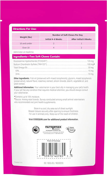 Nutramax Cosequin Joint Health Supplement for Cats - With Glucosamine, Chondroitin, and Omega-3, 60 Soft Chews NutramaxLaboratories