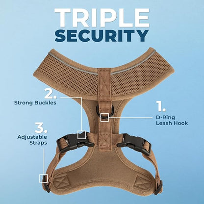 Voyager Aerolite No Pull Mesh Dog Harness with Lightweight, Soft, Breathable, Reflective Stitching, and Adjustable Straps for Walking, Running, Training, Heavy Duty and Durable - Beige, XS BestPetSuppliesLLC