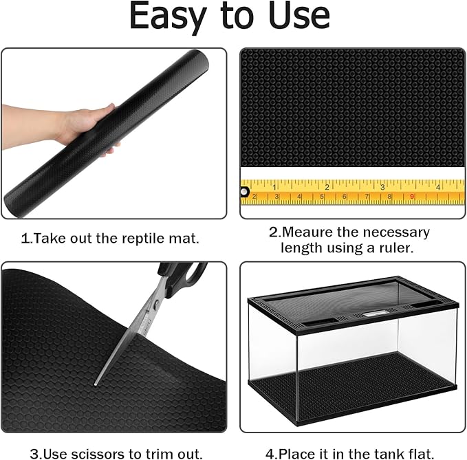 120 Gallon Reptile Terrarium Mat Liner, 96" X 24" Bearded Dragon Tank Accessories, Bearded Dragon Substrate for 4x2x2 Reptile Enclosure, Reptile Bedding Carpet for Leopard Gecko,Lizard,Tortoise, Black Hoplaep