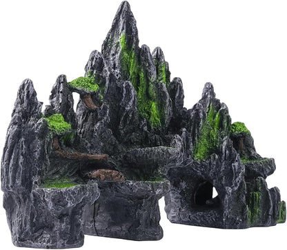 Large Fish Tank Decorations - Mountain View Aquarium Ornament with Tree House Cave Bridge,Large SiissaPeksid