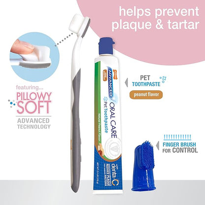 Nylabone Advanced Oral Care Puppy Dental Kit with Pillowy Soft-Bristle Toothbrush Peanut Butter (3 Count) Nylabone