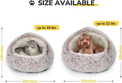CATISM Cat Bed, Plush Hooded Cat Beds for Indoor Cats, Calming Cat Nest, Self Warming Cat Bed Cave, Cozy Cat Pod for Indoor Cat or Small Dog, Removable Washable Cat Cove with Non-Slip Bottom - PAWPICO