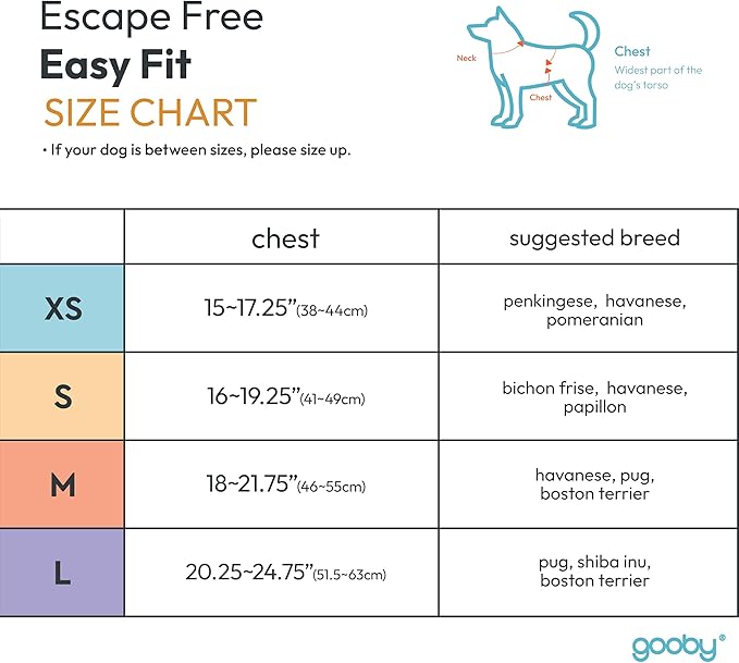 Gooby Escape Free Easy Fit Harness - Blue, Medium - No Pull Step-in Patented Small Dog Harness with Quick Release Buckle - Perfect On The Go No Pull Harness for Small Dogs or Medium Dog Harness Gooby