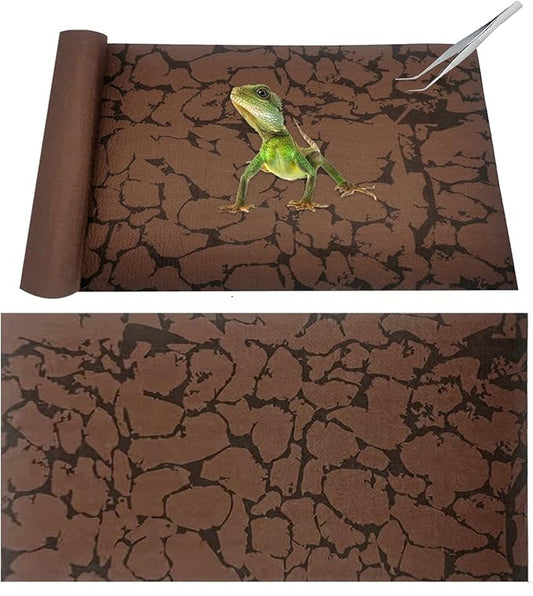 Tfwadmx Reptile Carpet Sand Mat for Bearded Dragon Terrarium Substrate Liner Brown Reversible Lizard Bedding Mats for Cage Leopard Gecko Tortoise Turtle Snake Chameleon with Tweezer 20"x 39"(2 Pcs) Tfwadmx
