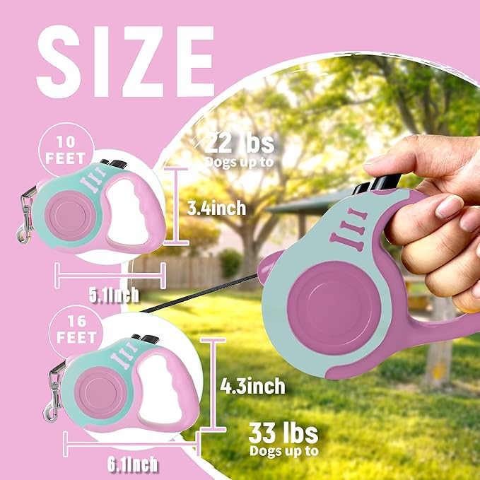 Retractable Dog Leash Automatic Telescopic Tractor Dog Tape, Pet Tape 10/16 FT Durable and Convenient, with Non-Slip Handle, Suitable for Small and Medium-Sized Dogs LIEVUIKEN