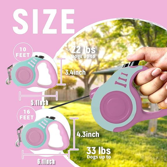 Retractable Dog Leash Automatic Telescopic Tractor Dog Tape, Pet Tape 10/16 FT Durable and Convenient, with Non-Slip Handle, Suitable for Small and Medium-Sized Dogs LIEVUIKEN