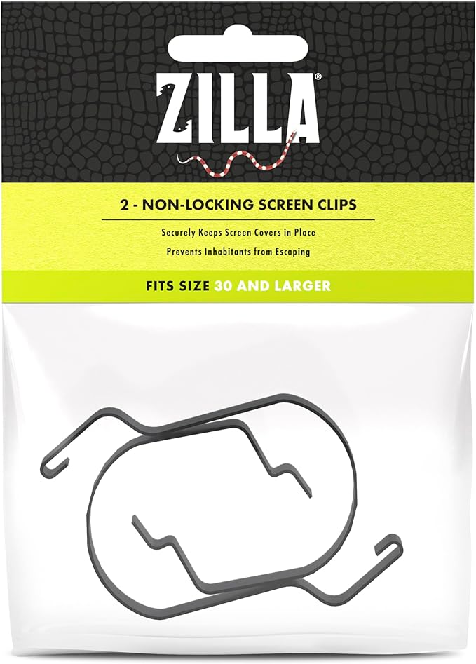 Zilla Reptile Terrarium Fresh Air Screen Non-Locking Clips, 2 Pack, Large Zilla