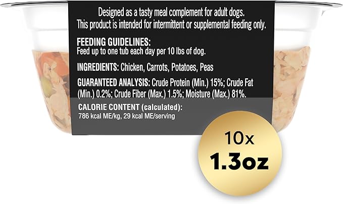 CESAR SIMPLY CRAFTED Adult Wet Dog Food Meal Topper, Chicken, Carrots, Potatoes & Peas, 1.3oz., Pack of 10 - PAWPICO