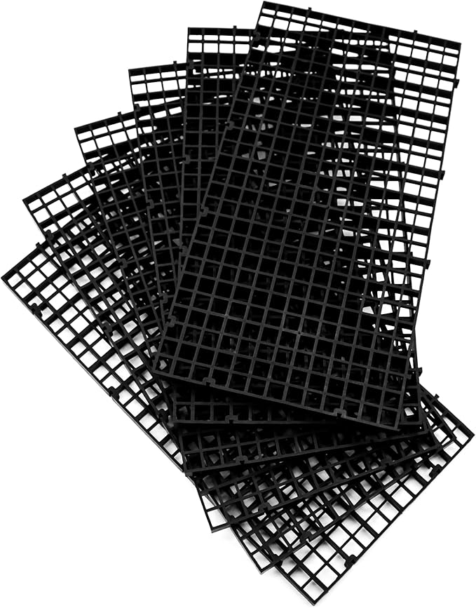 ALEGI Aquarium Fish Tank Divider Plastic Egg Crate Aquarium Filter Bottom Tray Plastic Grid (S 6pcs Black) ALEGIAquarium