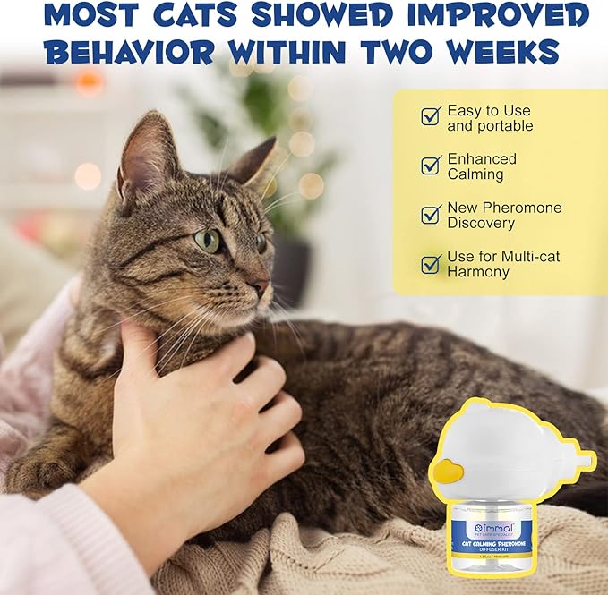Cat Calming Pheromone Diffuser, Cat Calming Pheromones to Reduce Stress, Spraying & Scratching, 2 in 1 Cat Calming Starter Kit- 1Pack PAWPICO
