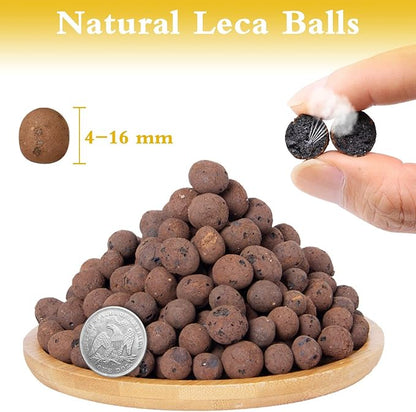 Halatool 18 LB Leca Clay Pebbles for Plants 4mm-16mm Clay Balls 100% Natural Hydroton Leca Balls for Indoor Plants Hydroponic Growing Gardening Orchids Drainage Decoration Aquaponics HALATOOL