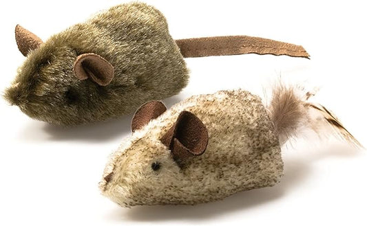 OurPets Play-N-Squeak Twice the Mice Cat Toy, 2pc (Interactive Catnip Toy, Real Mouse Electronic Sound) - PAWPICO
