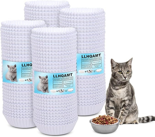 Disposable Pet Food Bowls Pad Paper, Thickening Disposable Pet Bowls, Disposable Pet Food Bowls Small Lining, Suitable for Dry and Wet Food, Kittens, Puppies (1200,Not Included Stainless Steel Bowls) - PAWPICO