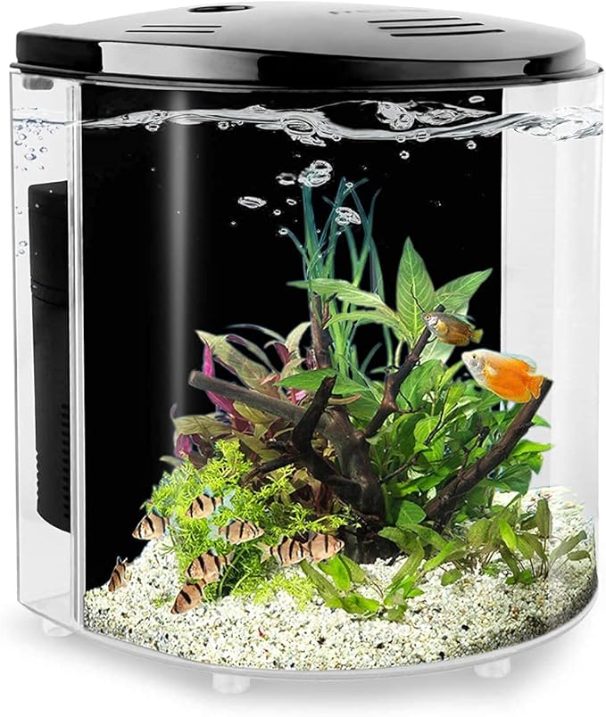Small Fish Tank 1.2 Gallon Aquarium Starter Kit for Home, Office, Room, Decorative Desktop, Betta Fish Tank with Filter and Light for Shrimp, Jellyfish, Goldfish Yochaqute
