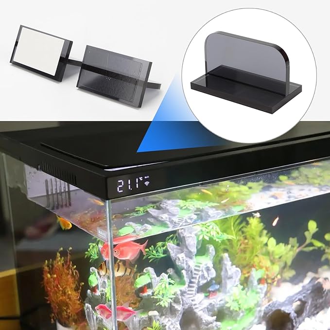 6 Pcs Acrylic Aquarium Lid Handles, Transparent Grey Glass Fish Tank Cover Handle with Adhesive Sticker, Rectangle Aquarium Tank Lid Replacement Handle for Aquarium Fish Cover Holder KCGANI