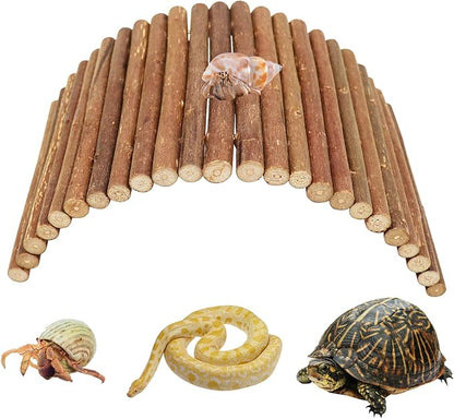 Hermit Crab Climbing Toys, Wooden Hermit Crab Hideout, Reptile Tank Habitat Decor, Bendable Ladder Bridge Tunnel Toys for Lizard Chameleon Hamster Rats Chinchilla Guinea Pig Rabbit Bearded Dragon Dnoifne