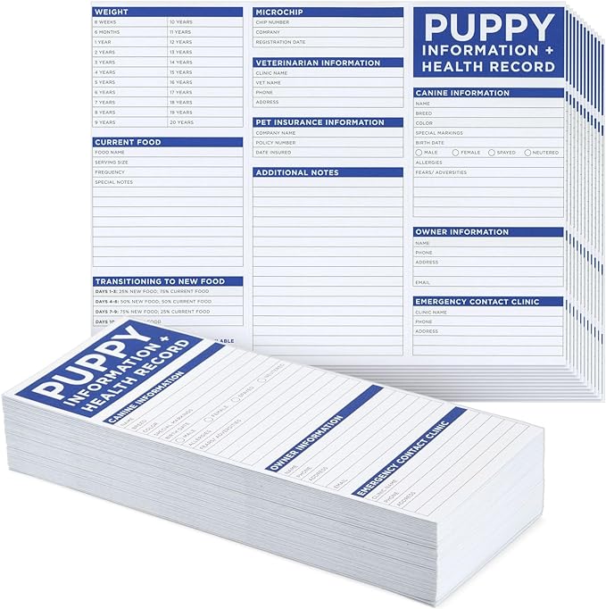 Okuna Outpost 60 Pack Puppy Vaccination Record Cards, Canine Health Record Books for Dogs (Tri-Fold Design, 8.5x11 Inch) Okuna+Outpost
