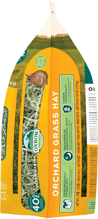 Oxbow Animal Health Orchard Grass Hay - All Natural Grass Hay for Chinchillas, Rabbits, Guinea Pigs, Hamsters, Gerbils & Other Small Pets - Grown in the USA- Fiber Rich- 40 oz. OxbowAnimalHealth