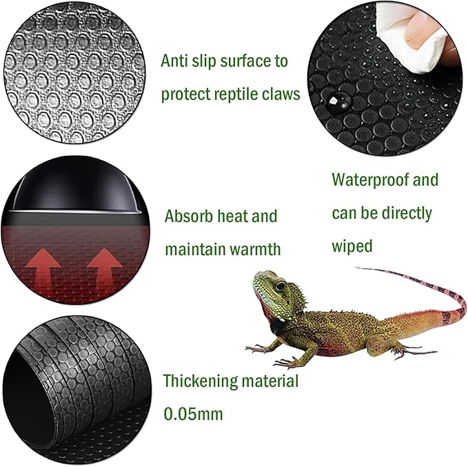 KABASI Reptile Substrate Liner Terrarium Carpet, Bearded Dragon Tank Accessories, Non-Adhesive Reptile Carpet Reptile Flooring Mat Bedding for Leopard Gecko, Snake, Lizard, Tortoise, 17.7x39.4 inch KABASI