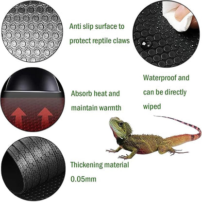KABASI Reptile Substrate Liner Terrarium Carpet, Bearded Dragon Tank Accessories, Non-Adhesive Reptile Carpet Reptile Flooring Mat Bedding for Leopard Gecko, Snake, Lizard, Tortoise, 17.7x39.4 inch KABASI