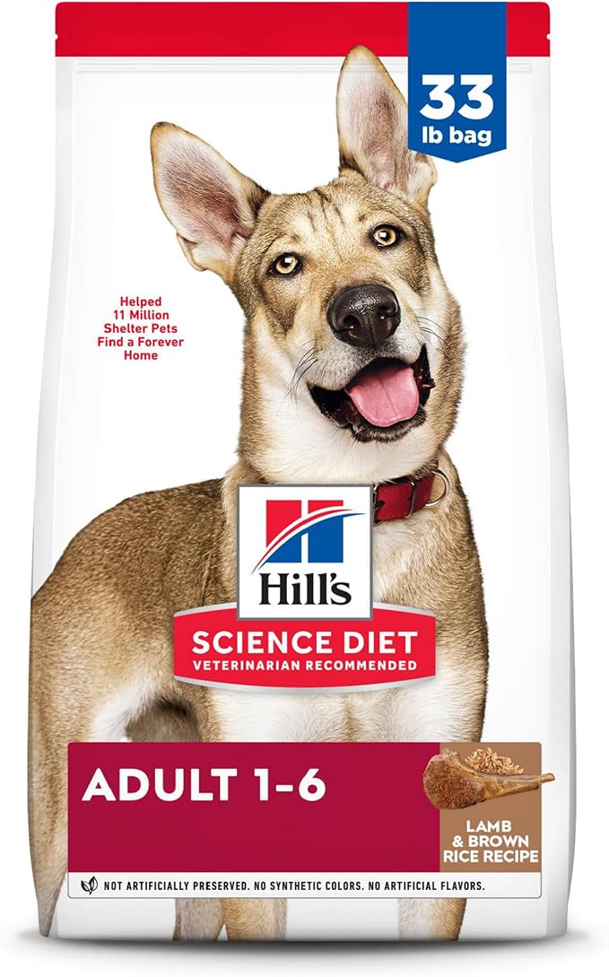 Hill's Science Diet Adult 1-6, Adult 1-6 Premium Nutrition, Dry Dog Food, Lamb & Brown Rice, 33 lb Bag - PAWPICO