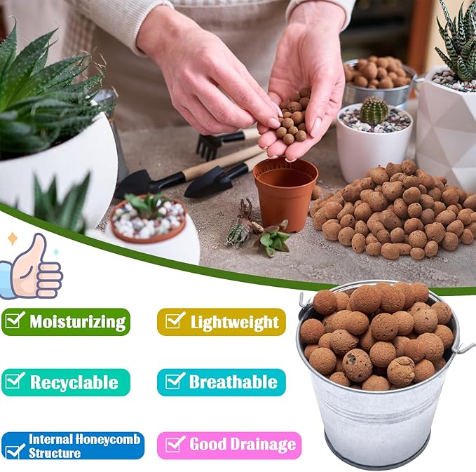 Halatool 4 LB Leca Clay Pebbles for Plants 4mm-16mm Clay Balls 100% Natural Hydroton Leca Balls for Indoor Plants Hydroponic Growing Gardening Orchids Drainage Decoration Aquaponics HALATOOL