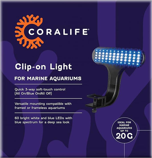 Coralife Aquarium Fish Tank Marine Salt Water Clip-On LED Light Coralife