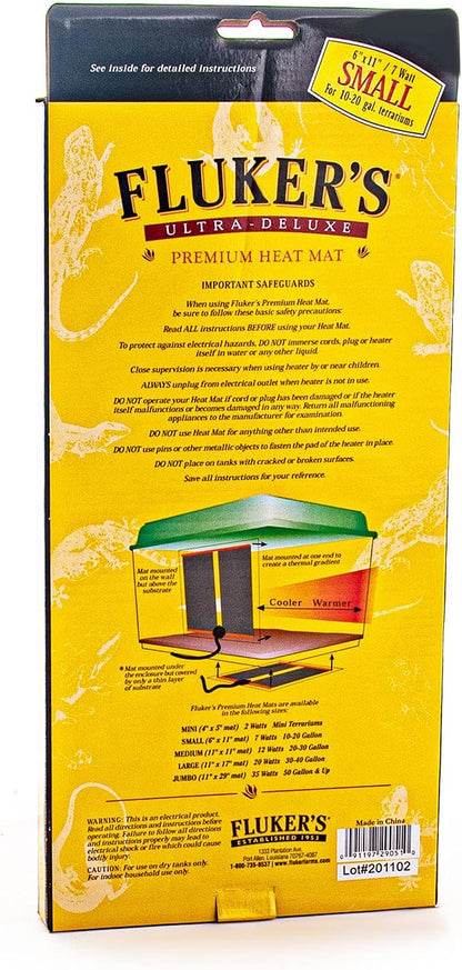 Fluker's Premium Heat Mat for All Reptiles and Amphibians, Small 6"x11" Flukers