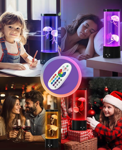 Jellyfish Lamp, Jellyfish Aquarium Lamp with 17 Light Effects - Table Lamp Night Light Mood Lamp with Remote, Jelly Fish Tank Aquarium for Living Room, Christmas Birthday Gifts for Kids GuardWee