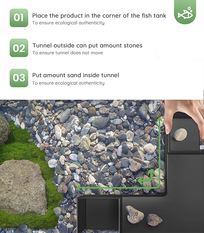 Creative Aquarium Decor - Aquarium Cave Hideout 360° Viewing, Interesting Aquarium Tunnel with 2 Entrances, Fish Tunnel for Aquarium, Shrimp Cave for Aquarium, Fish Tank Decorations Hideout PAWPICO