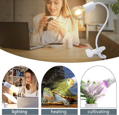Turtle Heat Lamp Tortoise 2 Pack Terrarium Heat Lamps Reptile Light with 40CM Stable Gooseneck Terrarium Turtle Lamp with 240cm Cord for Lizards, Snakes, Aquarium Aquatic Reptile Amphibian(No Bulb) WTETMYL