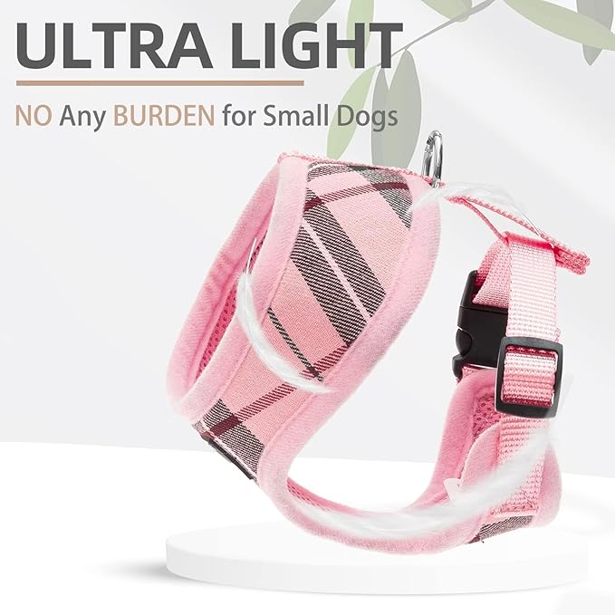 PUPTECK Soft Mesh Dog Harness and Leash Set Pet Puppy Cat Comfort Padded Vest No Pull Harnesses, Light Pink, XS PUPTECK