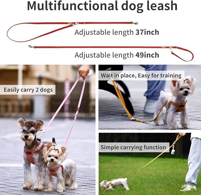 Puppytie No Pull Dog Harness with Multifunction Dog Leash,Soft Adjustable No Choke Escape Proof Pet Harness Vest for Medium Dogs or Large Dogs,red Hawthorn,M - PAWPICO