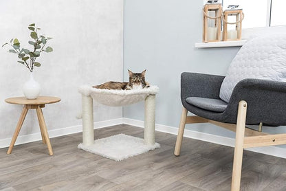TRIXIE Baza Scratching Post with Hammock | 18" Base. Color: Cream - PAWPICO