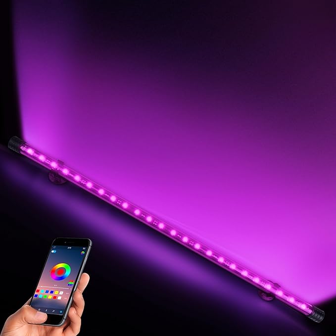 Smart App-Controlled RGB LED Aquarium Light with 16 Million Colors & 12 Dynamic Effects, Underwater Fish Tank Light with Timer, Submersible LED Lights with Adjustable Brightness and Speed - 23'' POZANKI