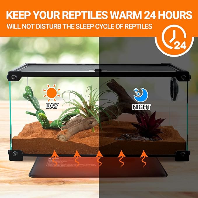 REPTI ZOO 6" X 8" Reptile Heat Pad Fast Heating Pad with Adjustable Thermostat 12W Reptile Heat Mat for Turtles/Hermit Crabs/Bearded Dragons/Leopard Geckos/Snakes/Lizards, and Seed Germination REPTIZOO