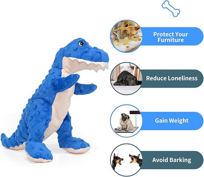 DODODOLA Dog Toys Dinosaur Dog Toy Blue Stuffed Animals Chew Toy Plush Squeaky Dog Birthday Toys for Small Large Big Dogs - PAWPICO