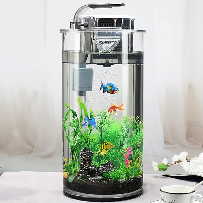 Fish Tank Accessories Aquarium Decorations Plants, 9pcs Green Fish Tank Decorations Plants and Cave Rock Decoration Decor Set, Aquarium Decor Plastic Plants PAWPICO