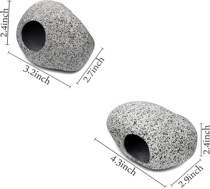JIH Aquarium Decorations Rock, Ceramic Shelters - Shrimp Habitat, Breeding Tube, Hiding cave, Stackable Fish Tank Decor Cave for Hiding, Betta Fish (J001+J002) JIH