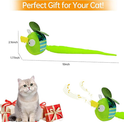 Chirping Cat Toys Hanging Cat Feather Toy - Catnip Interactive Cat Toys for Indoor Cats - Automatic Cat Toy for Cat Exercise & Kicker to Self Play (Emerald Pangpang) - PAWPICO
