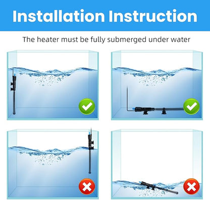 AQUANEAT Aquarium Heater, 300W Fish Tank Heater, Adjustable Submersible Water Thermostat with Thermometer Aquaneat