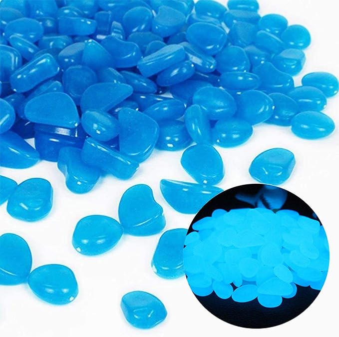 Oubest Fish Tank Rocks Glow Blue/Glow in The Dark Pebbles for Garden/Fish Tank/Aquarium/Plant Pots/Bonsai Walkway/Driveway 100pcs Outbest