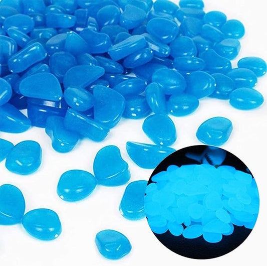 Oubest Fish Tank Rocks Glow Blue/Glow in The Dark Pebbles for Garden/Fish Tank/Aquarium/Plant Pots/Bonsai Walkway/Driveway 100pcs Outbest