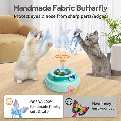ORSDA Cat Toy, 3-in-1 Automatic Cat Toys for Indoor Cats, Electronic Whack a Mole, Fluttering Butterfly,Track Balls Kitten Toy, Rechargeable Power Interactive Feather Toys for All Breeds - PAWPICO