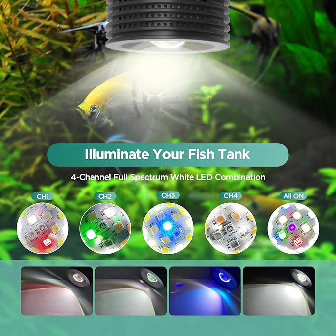 Lominie Aquarium Plant Light LED Aquarium Light Nano Freshwater Fish Tank LED Light for Refugium Planted Tank with Gooseneck Lominie