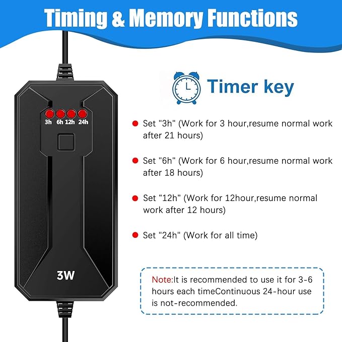 Mini 3W Aquarium Clean Light with Timer Algae Removal Light Fish Tank LED Light Aquarium Green Clean Waterproof Light for Pond Tank Aquarium, Black Rutloy